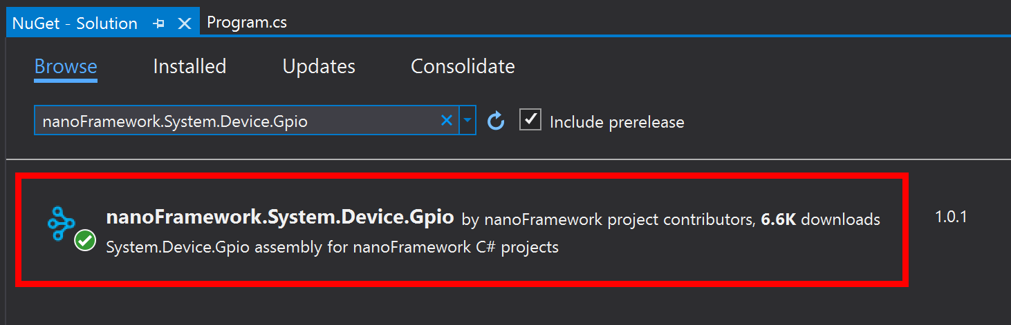 Install GPIO NuGet