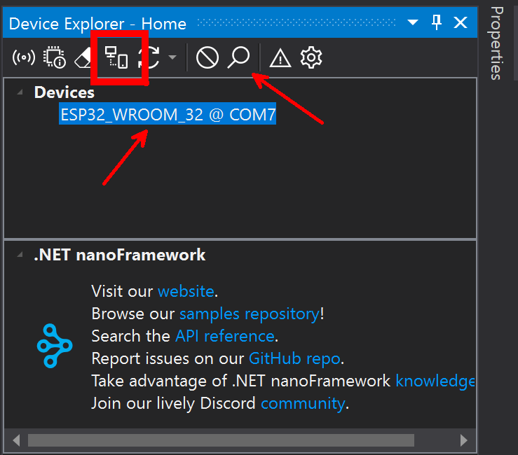 Device shown in device explorer