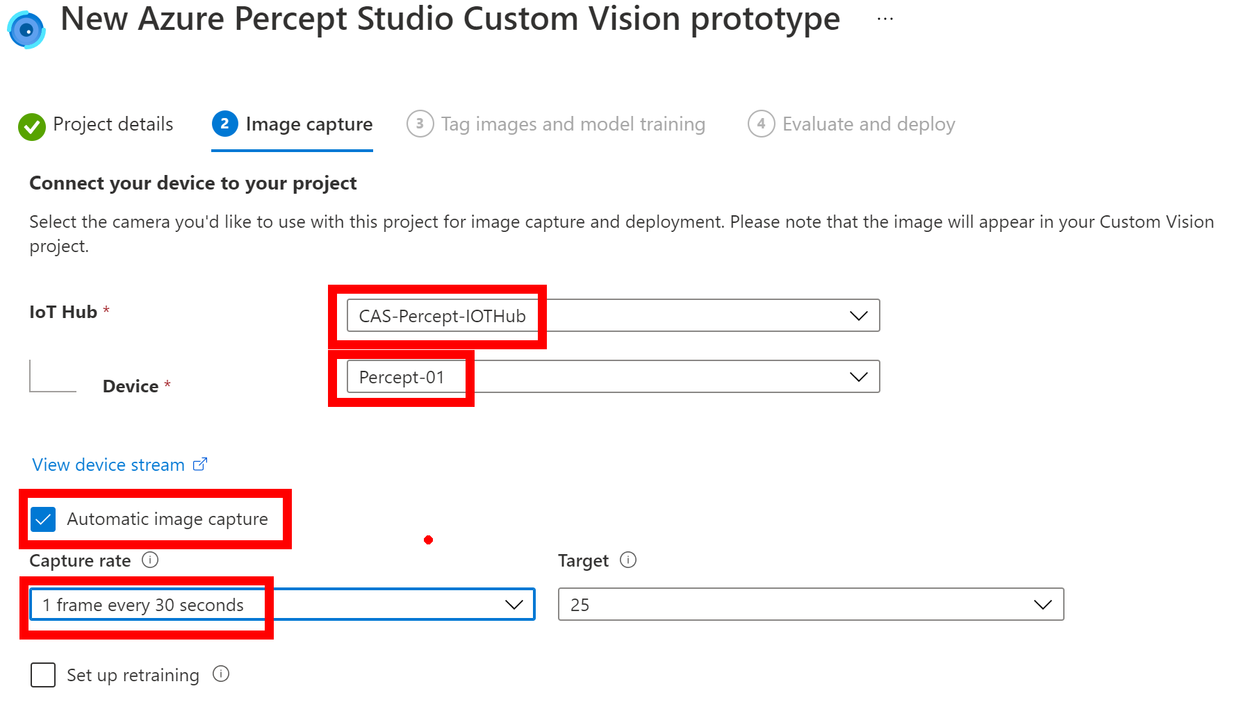 Set-up Automatic Image Capture