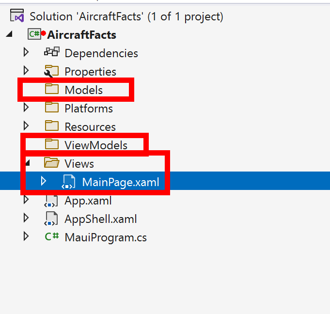 Creating the MVVM Folders