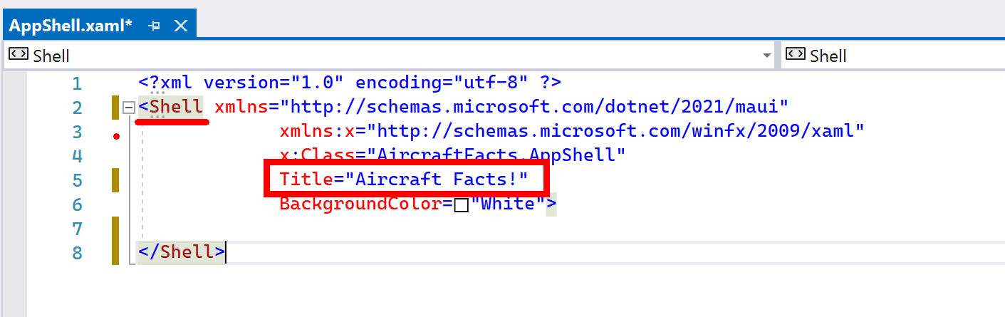 Changing the XAML for using Shell